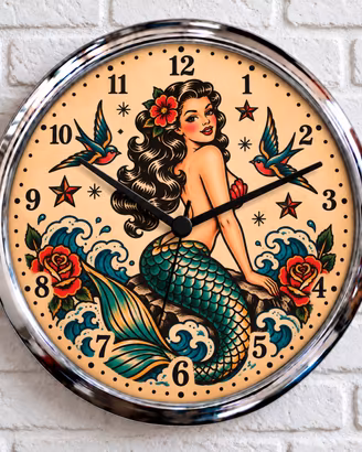 orologio da parete tattoo sirena 