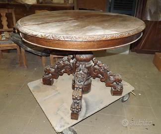 Tavolo Ovale Luigi Filippo 1800 Rovere Massiccio