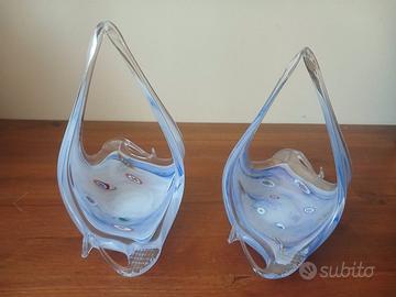 Coppia cestini svuotatasche Murano iridescente