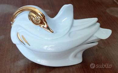 Portagioie Limoges a forma di cigno