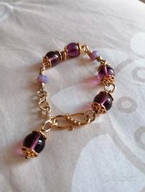 Bracciale con perle viola e lilla