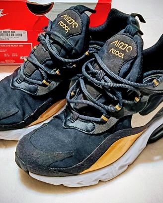 Nike Air Max 270 React (GS) 7Y Nero Oro  Tg. 40