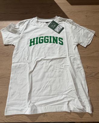 T-shirt Higgins bianca logo verde 134/140