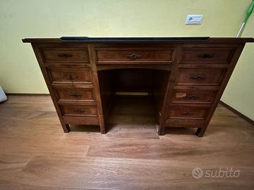 Scrivania Ministeriale Legno Piano Verde