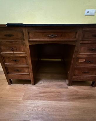 Scrivania Ministeriale Legno Piano Verde