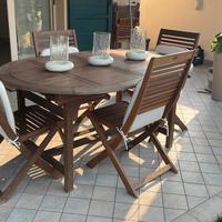 Tavolo da esterno con 6 sedie in teak