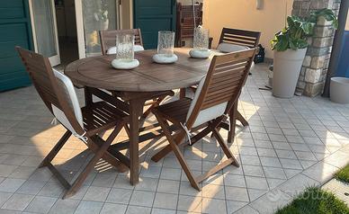 Tavolo da esterno con 6 sedie in teak