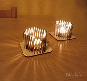 porta candeline bugia in legno 