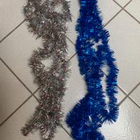 Set 2 fili ghirlande blu e argento albero Natale