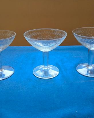 3 Coppe Champagne Vintage Anni '50 Molatura Incisa