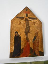 Dipinto su legno di Cristo in croce