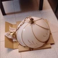 Lampadario a sospensione in vetro opalino