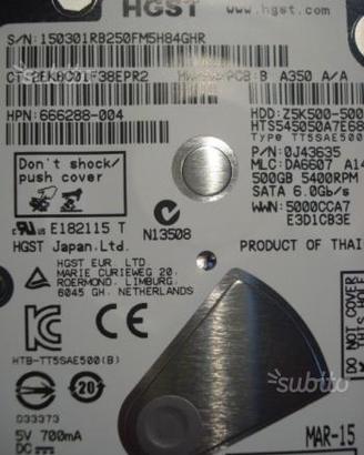 Hard Disk da 2,5" da 500GB NUOVO