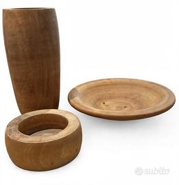 Set 3 Pezzi Arredo in Legno Teak Massiccio - Vaso
