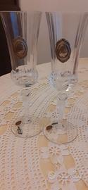 2 calici cristallo e argento