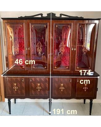 Credenza/Cristalliera vintage legno e vetro
