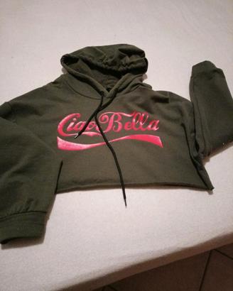 felpa crop verde bottiglia 