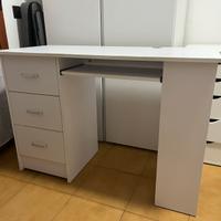 Scrivania porta pc bianca con cassetti 109x49x75,5