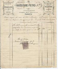 Fattura di spazzacamino del 1902