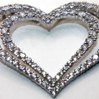 Splendido pendente cuore doppio argento pietre CZ