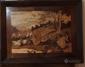 Quadro legno palissandro con intarsio