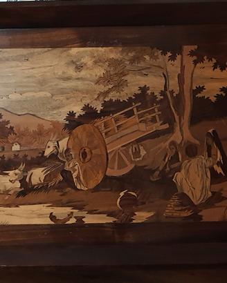 Quadro legno palissandro con intarsio