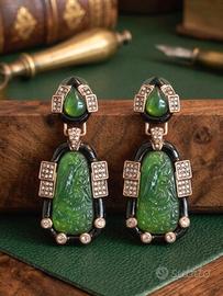 Orecchini vintage con giada firmati monet 