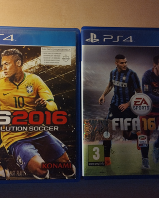 Giochi PS4 fifa 16 e Pes 2016