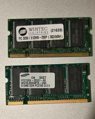 Ram 512 MB Samsung pc portatile sodimm pc2700