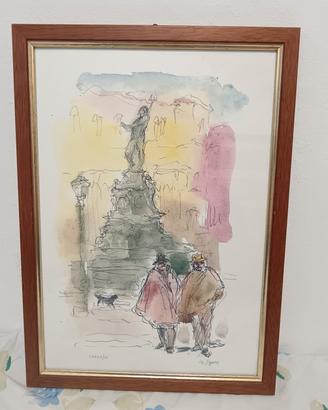 Quadro Litografia N. Sgarri Firmato Firenze 37x27
