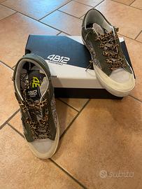 Sneakers donna 4B12 colore militare e glitter