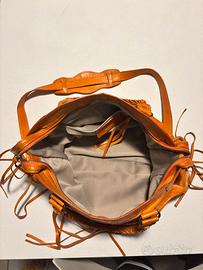 Borsa donna vera pelle cuoio cognac con tracolla –