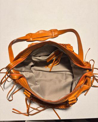 Borsa donna vera pelle cuoio cognac con tracolla –