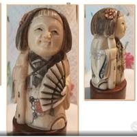 Netsuke in osso - Giovane donna
