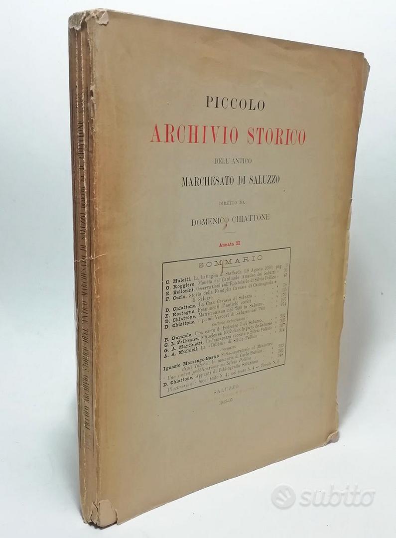 PICCOLO ARCHIVIO STORICO ANTICO MARCHESATO SALUZZO Libri e