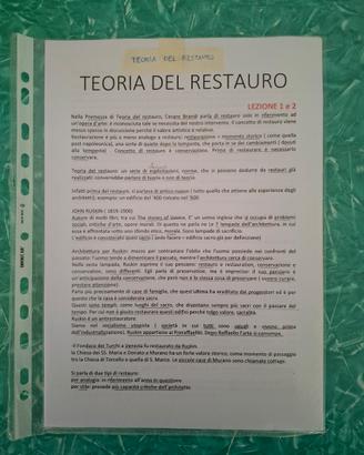 Appunti di Teoria del Restauro
