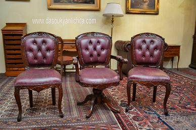 Trittico di poltrone da studio stile inglese