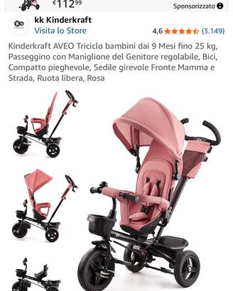 Kinderkraft AVEO – Triciclo rosa, pari al nuovo