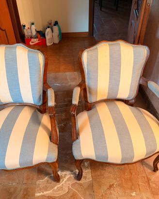 coppia di sedie vintage in legno e tessuto