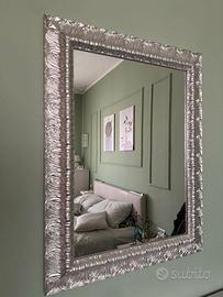 Specchio Argento Cornice decorata Neo Barocco chic