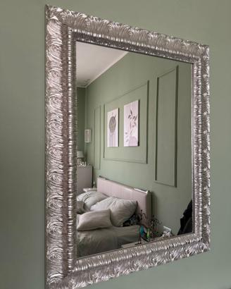 Specchio Argento Cornice decorata Neo Barocco chic