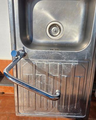 Piano lavabo cucina acciaio inox+rubinetto Franke