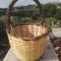 Cesto (Panaro) in canna intrecciato a mano
