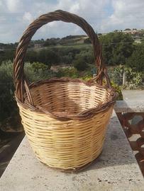 Cesto (Panaro) in canna intrecciato a mano