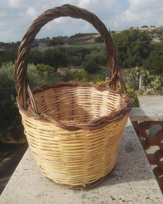 Cesto (Panaro) in canna intrecciato a mano