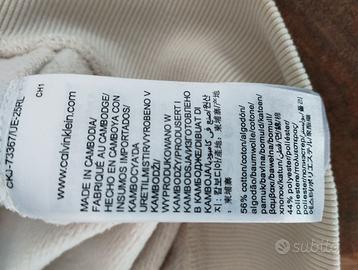 Felpa Calvin Klein unisex bianca taglia XS