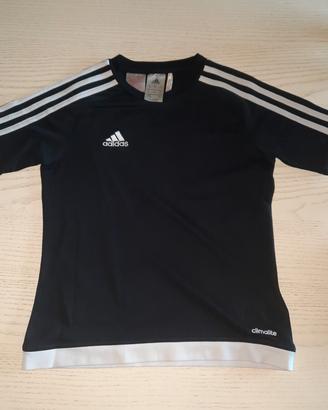 Maglia adidas nera e bianca per bambini unisex