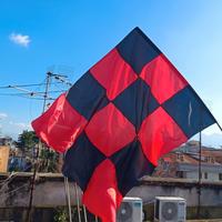 bandiera rossonera a scacchi di 3 metri Ca. cucita