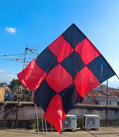 bandiera rossonera a scacchi di 3 metri Ca. cucita