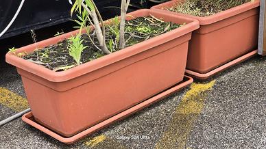 Fioriere rettangolari in plastica con sottovaso –